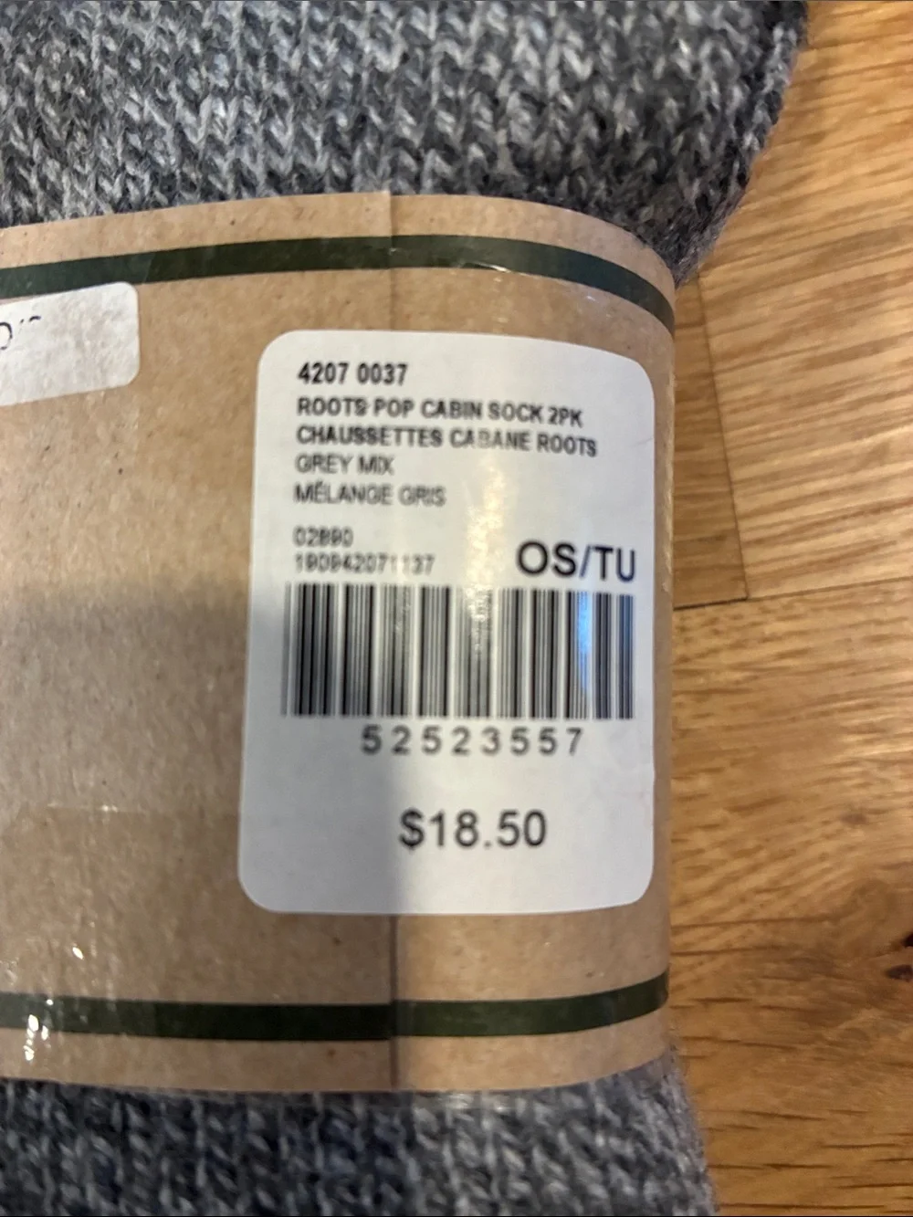 2-pack Roots Cabin Socks - Gray & Cream with Black Accents